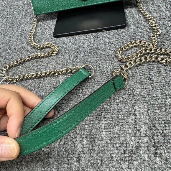 GUCCI Interlocking Wallet On Chain Green Leather Shoulder Bag 599-080825 - Picture 12 of 12